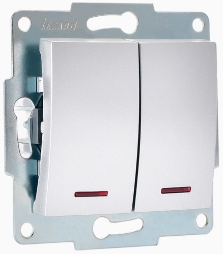 Выключатель с подсветкой без рамки Lezard Karina 2-кл. матовое серебро фото Выключатель с подсветкой без рамки Lezard Karina 2-кл. матовое серебро картинка